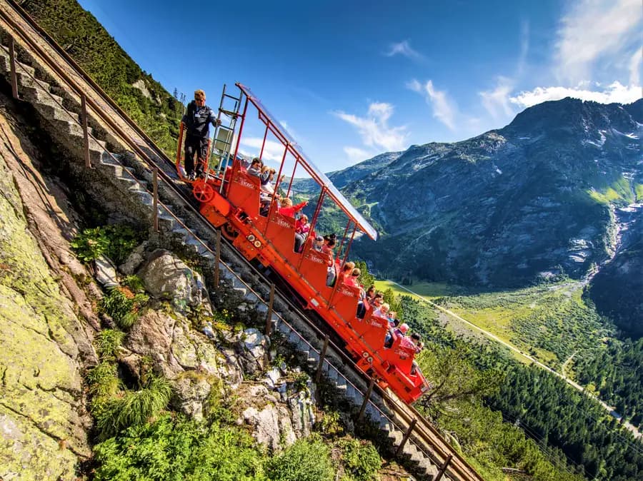 Steepest funicular en Gelmerbahn